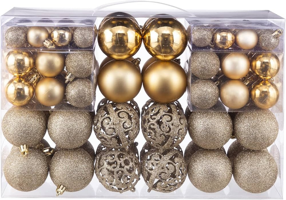 NJN 100pcs Christmas Ball Ornaments, Shatterproof Christmas Ornaments Set with Hand-held Gift Pac... | Amazon (US)