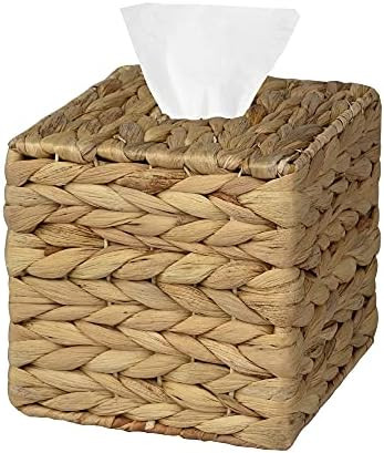 MadeTerra Hand Woven Square Tissue Box Cover Holder | Rustic Wicker Straw Tissue Paper Box Napkin... | Amazon (US)