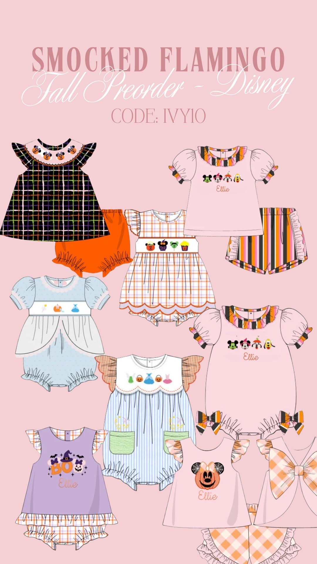 Disney Halloween items open for preorder at the Smocked Flamingo! Code IVY10 to shop

#LTKBaby #LTKKids