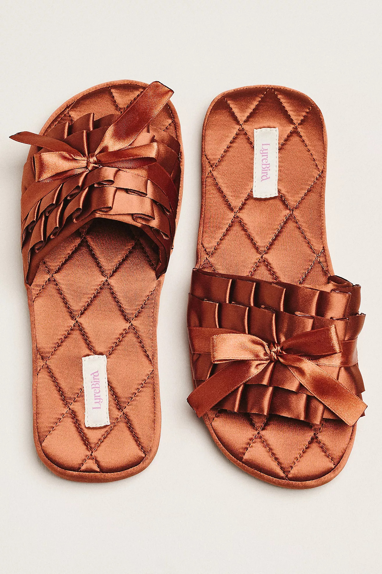 LyreBird Satin Bow Slippers | Anthropologie (US)