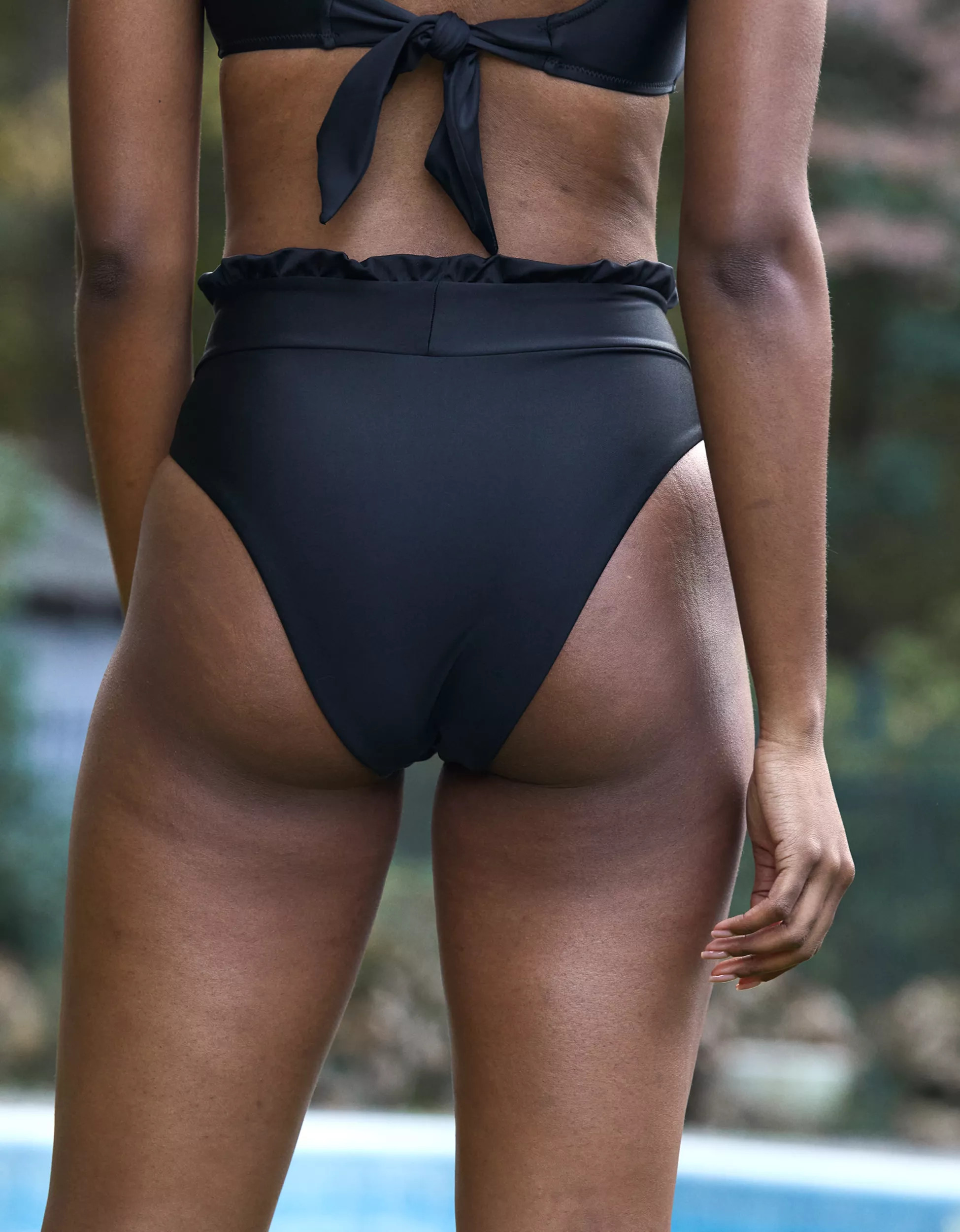 Aerie Ruffle Crossover High Cut Cheeky Bikini Bottom | American Eagle Outfitters (US & CA)