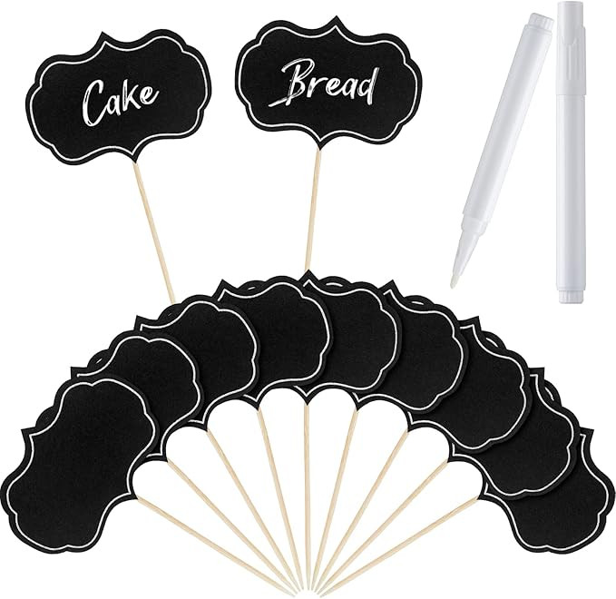 Chinco 100 Pcs Black Cheese Markers Charcuterie Board Labels Food Tags for Party Buffet Cake Cupc... | Amazon (US)