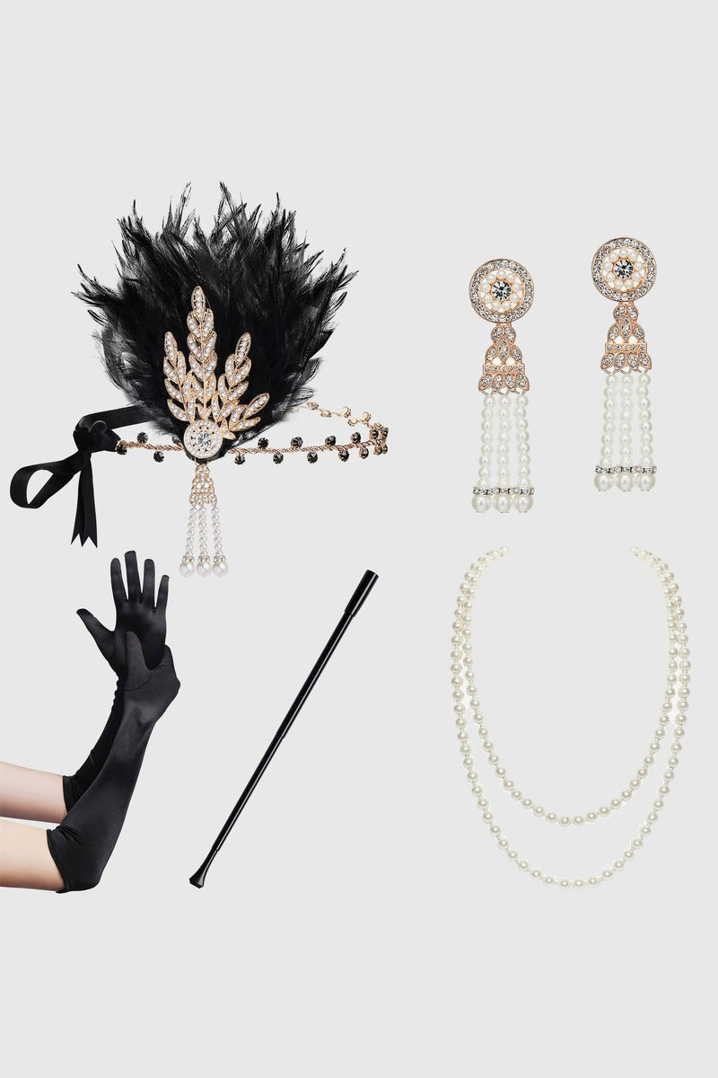 Shop 1920s Accessories Set - Retro Feather Accessories Set | BABEYOND | BABEYOND