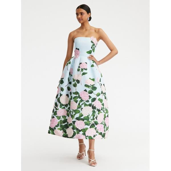 Degrade Hydrangea Faille Tea Length Dress | Oscar de la Renta