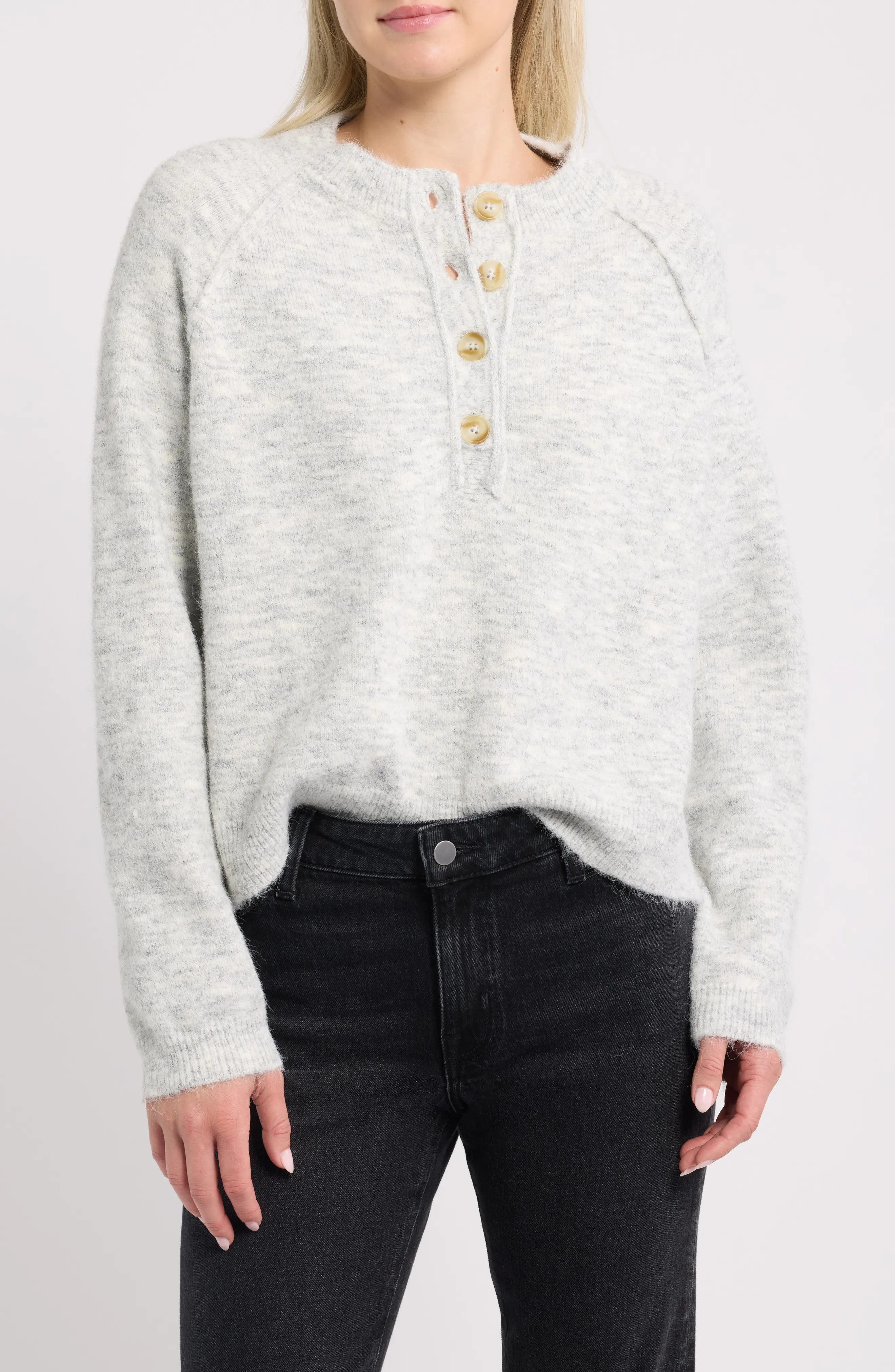 BDG Urban Outfitters Half Placket Crewneck Sweater (Women) | Nordstrom | Nordstrom