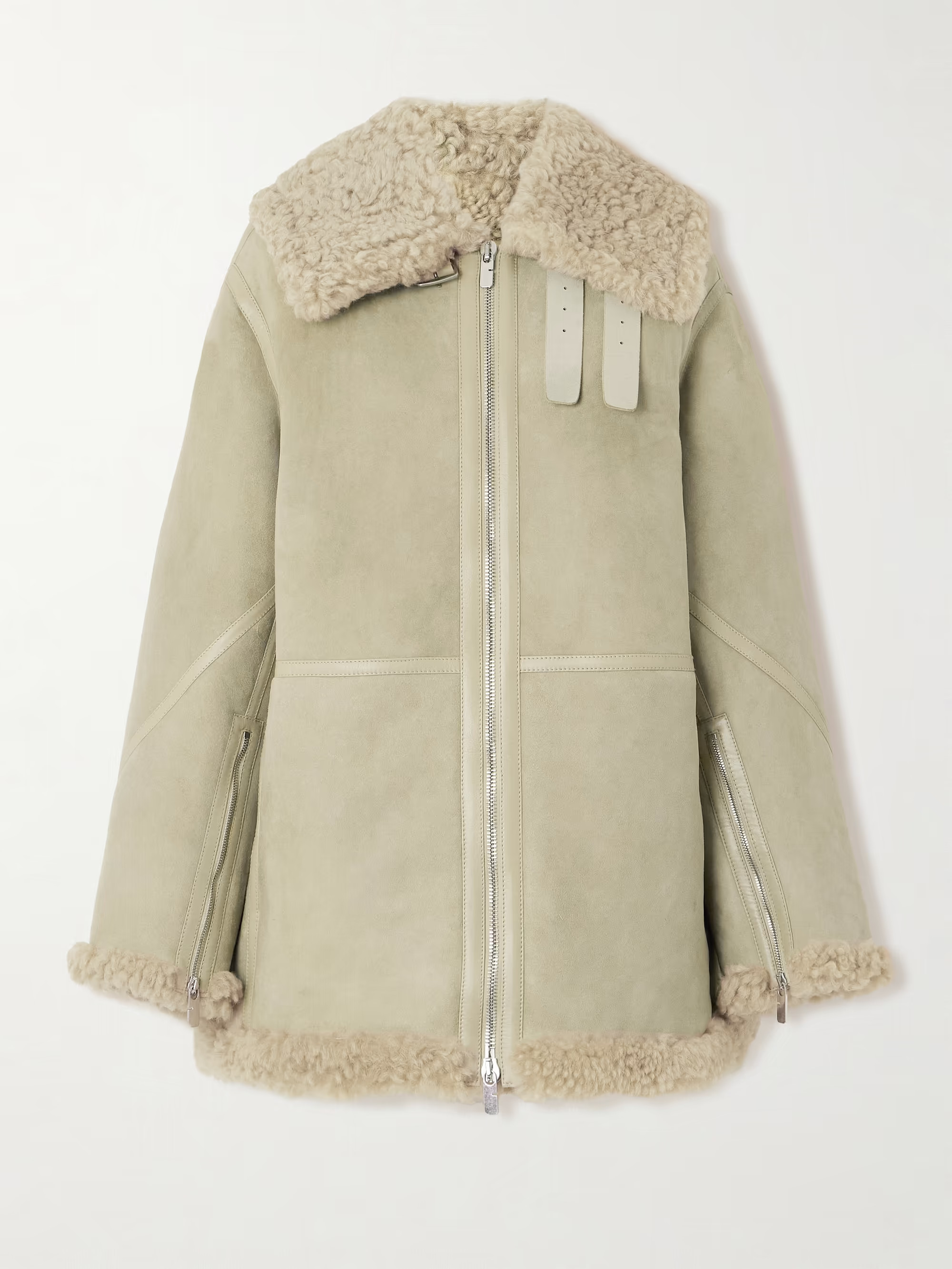 BURBERRY Leather-trimmed shearling coat | NET-A-PORTER | NET-A-PORTER (UK & EU)