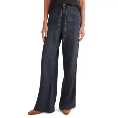 Splendid Elastic Waist Wide Leg Denim Pants in Indigo at Nordstrom, Size Large | Nordstrom