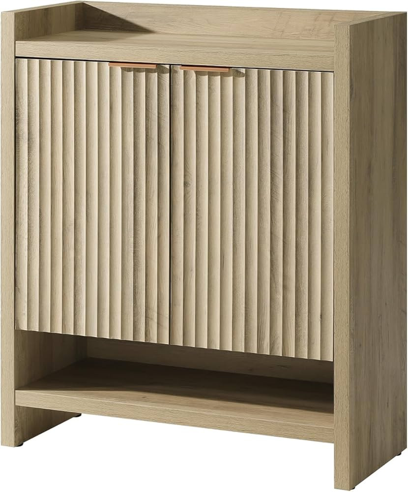 Fluted Shoe Cabinet, 41''Tall Shoe Storage Cabinet with Doors and 5-Tier Shelves, Entryway Shoe O... | Amazon (US)