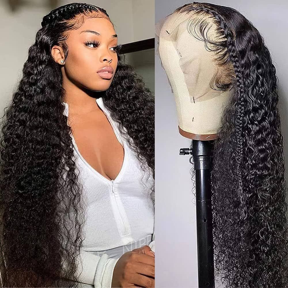 Remissin 13x4 Deep Wave HD Lace Front Wigs Human Hair Pre Plucked Hairline 10A Curly Wigs for Bla... | Amazon (US)