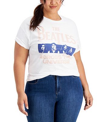 Love Tribe Trendy Plus Size Cotton The Beatles Graphic T-Shirt & Reviews - Trendy Plus Sizes - Pl... | Macys (US)