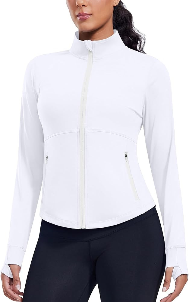 PINSPARK Women's Cropped Workout Jacket Lightweight Full Zip Running Jacket Comfy Slim Fit Athlet... | Amazon (US)