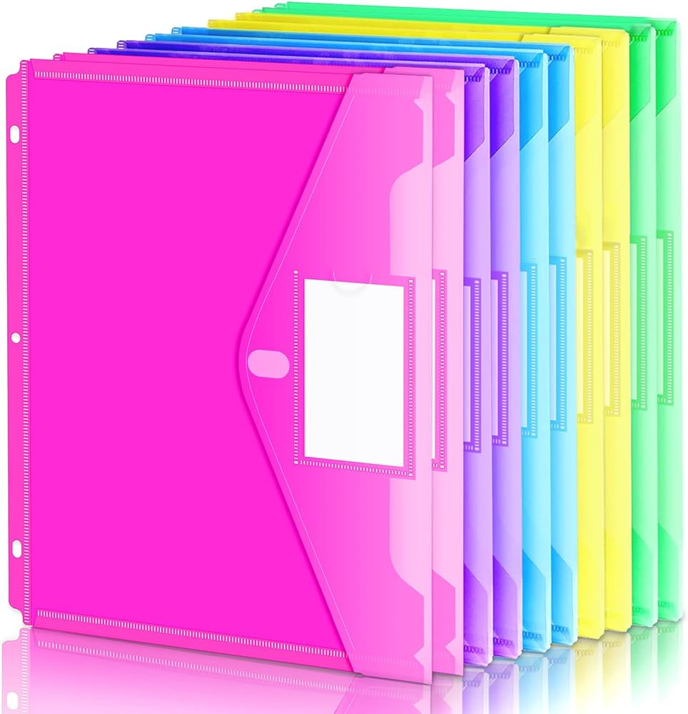 Forvencer Binder Pocket, 10 Pack Super Heavyweight Plastic Folders with Tight Closure, Folders wi... | Amazon (US)