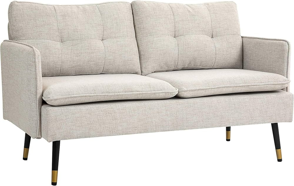 HOMCOM 55" Loveseat Sofa for Bedroom, Modern Love Seats Furniture with Button Tufting, Upholstere... | Amazon (CA)