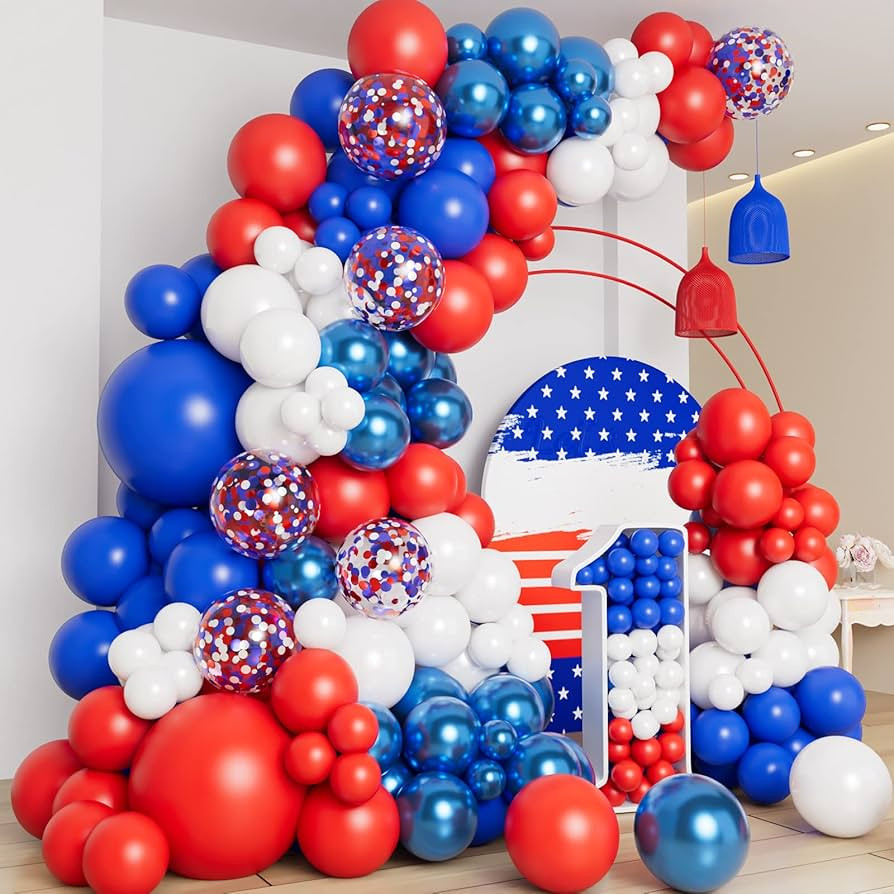 DBKL 138Pcs Red White and Blue Balloon Garland Arch Kit for 4th of July Independence Day Veterans... | Amazon (US)