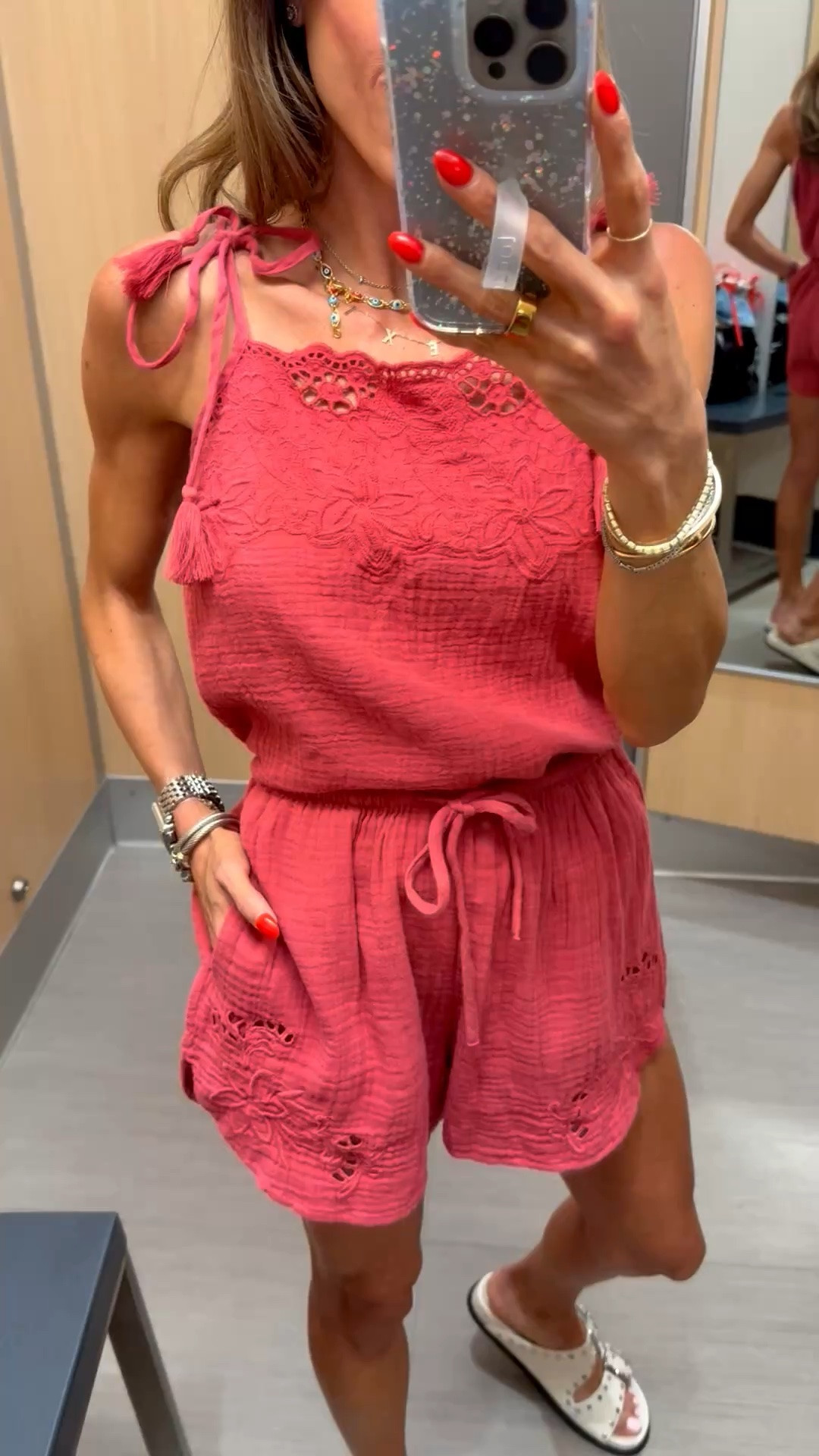 This adorable matching set is perfect for memorial day coming up or any summer day. I love the embroidered detail detailing and the fun little straps wearing the smallest size.

#LTKPetite #LTKSeasonal
