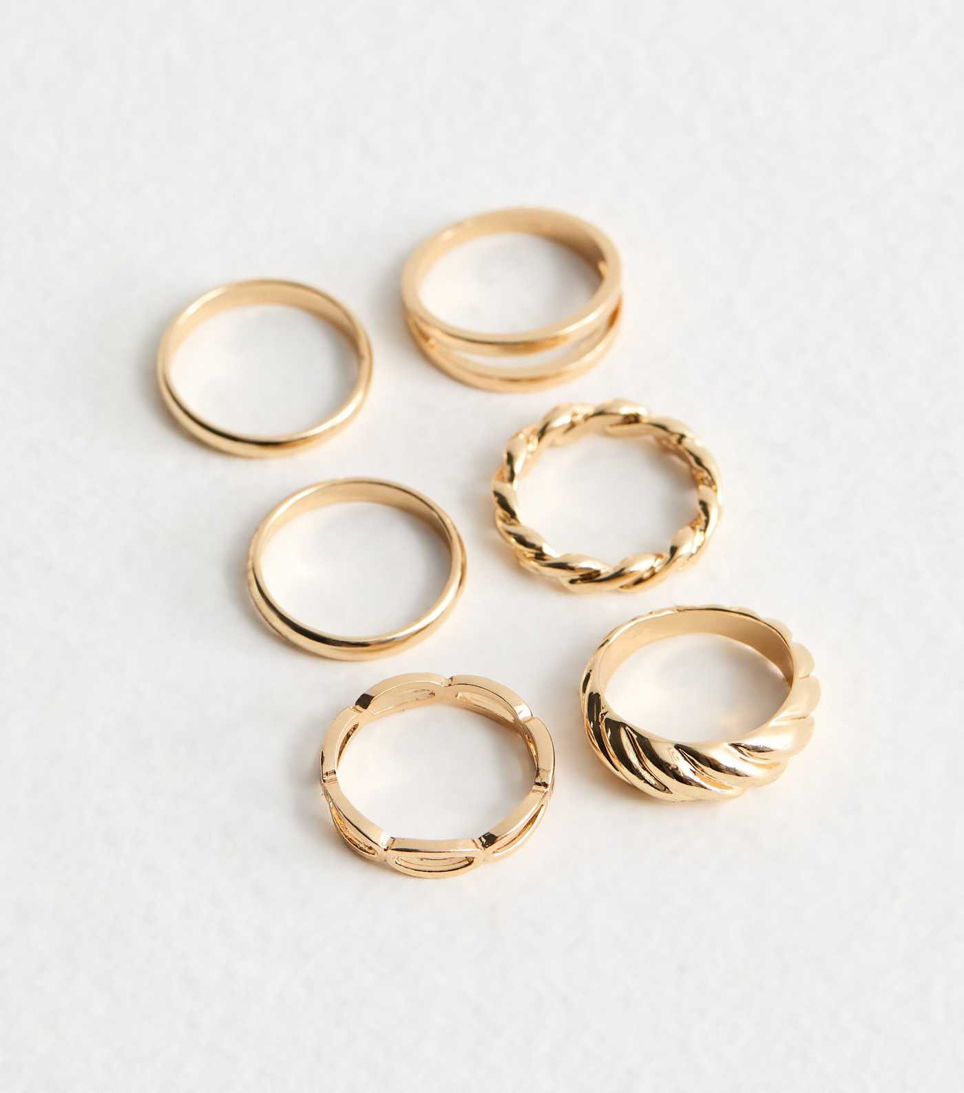 6 Pack Gold Chain Twist Rings | New Look | New Look (UK)