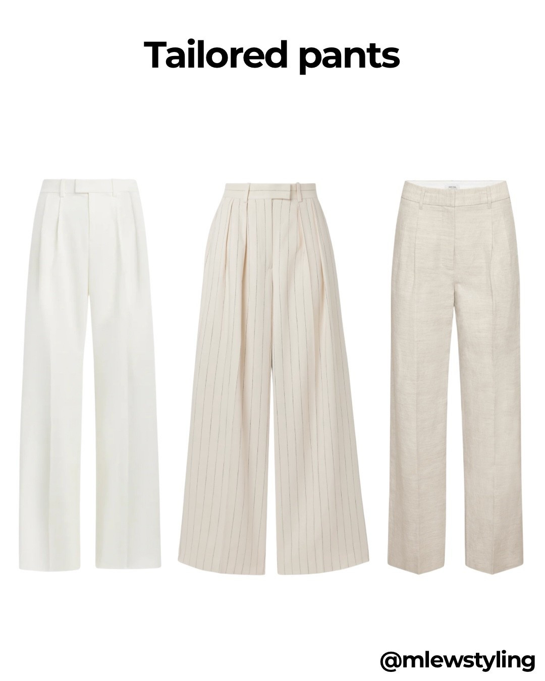 Light coloured neutral tailored pants edit 🤍

Tags: summer capsule wardrobe, elevated outfit, chic elegant look, neutral aesthetic, casual workwear, office outfit 

#LTKStyleTip #LTKWorkwear