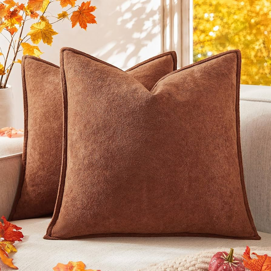 Kevin Textile Soft Waterproof Pillow Covers 20x20 Inch 2 Pack, Rust | Amazon (US)