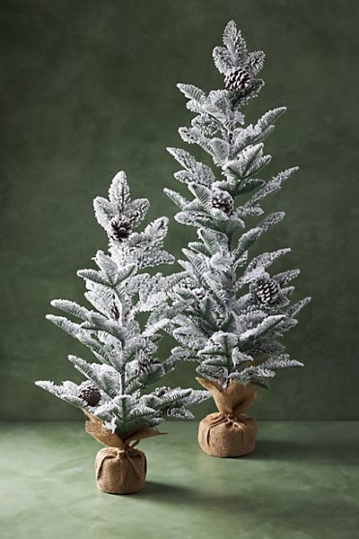 Decorative Snow-Dusted Pine Tree | Anthropologie (US)