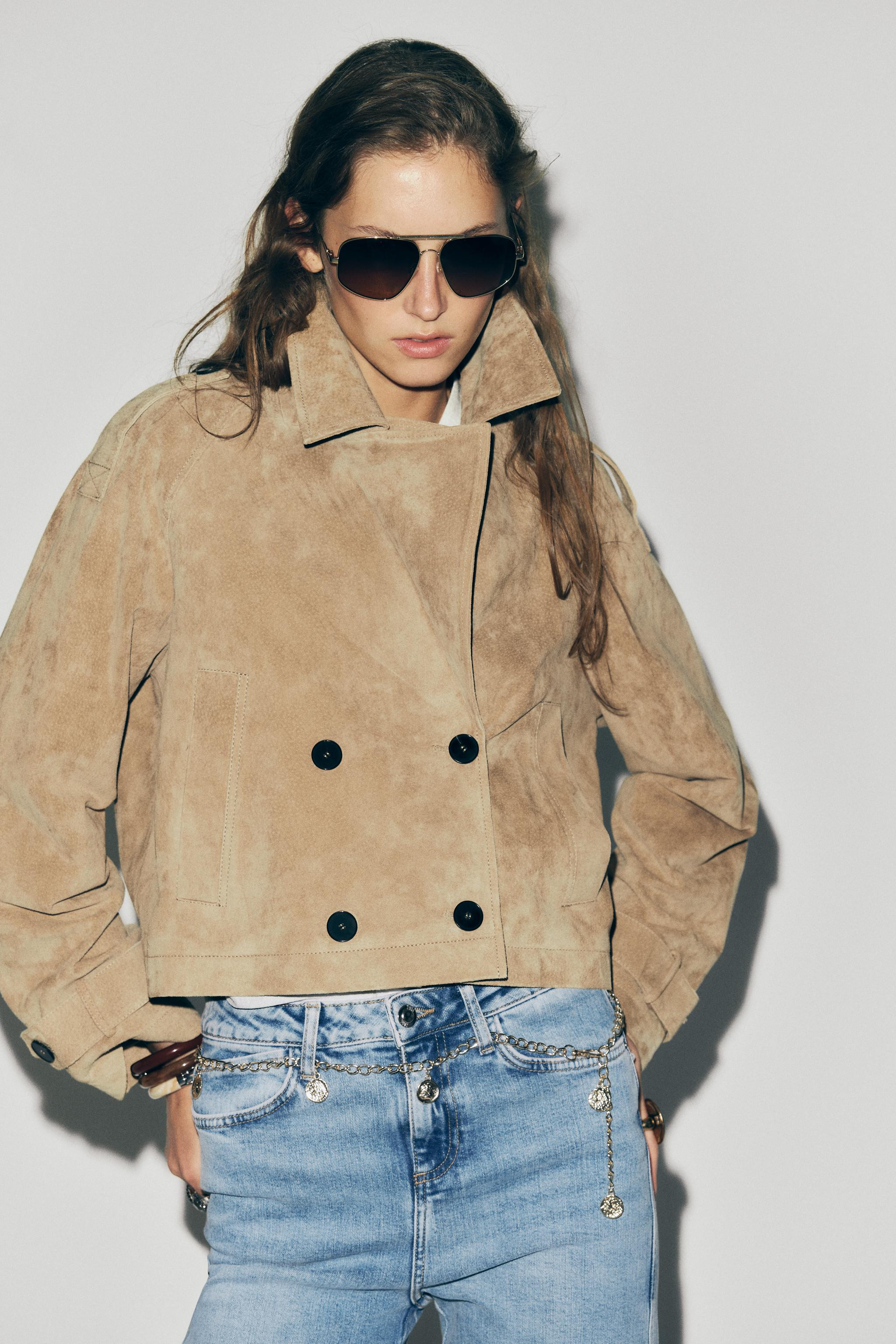100% LEATHER SHORT TRENCH COAT | Zara US