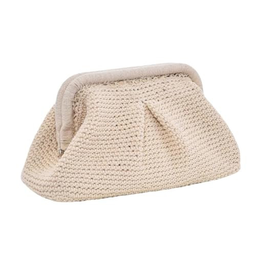 JRNDNIUO Summer Beach Clutch Purses for Women Woven Crochet Handbags Dumpling Clutch Ruched Cloud Purse Casual Colorblock Bag | Amazon (US)