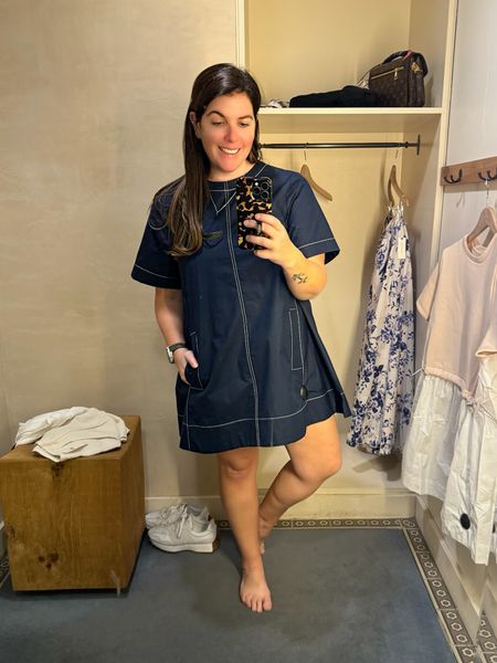 We all already know about my love of navy, but the navy with the white stitching is just too good! The dress runs TTS (I’m in a medium) and also comes in the most perfect shade of white! 

#LTKmidsize #LTKstyletip #LTKSpringSale