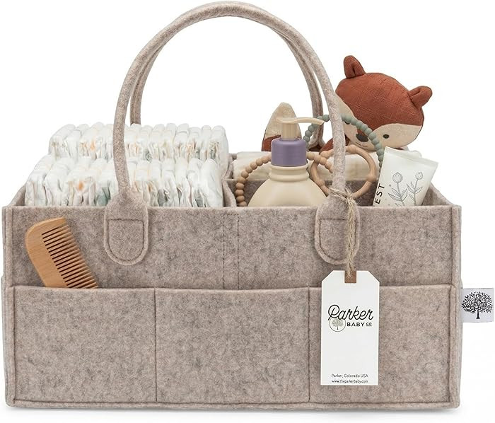 Parker Baby Co. Diaper Caddy - Nursery Storage Bin and Car Organizer for Diapers and Baby Wipes -... | Amazon (US)
