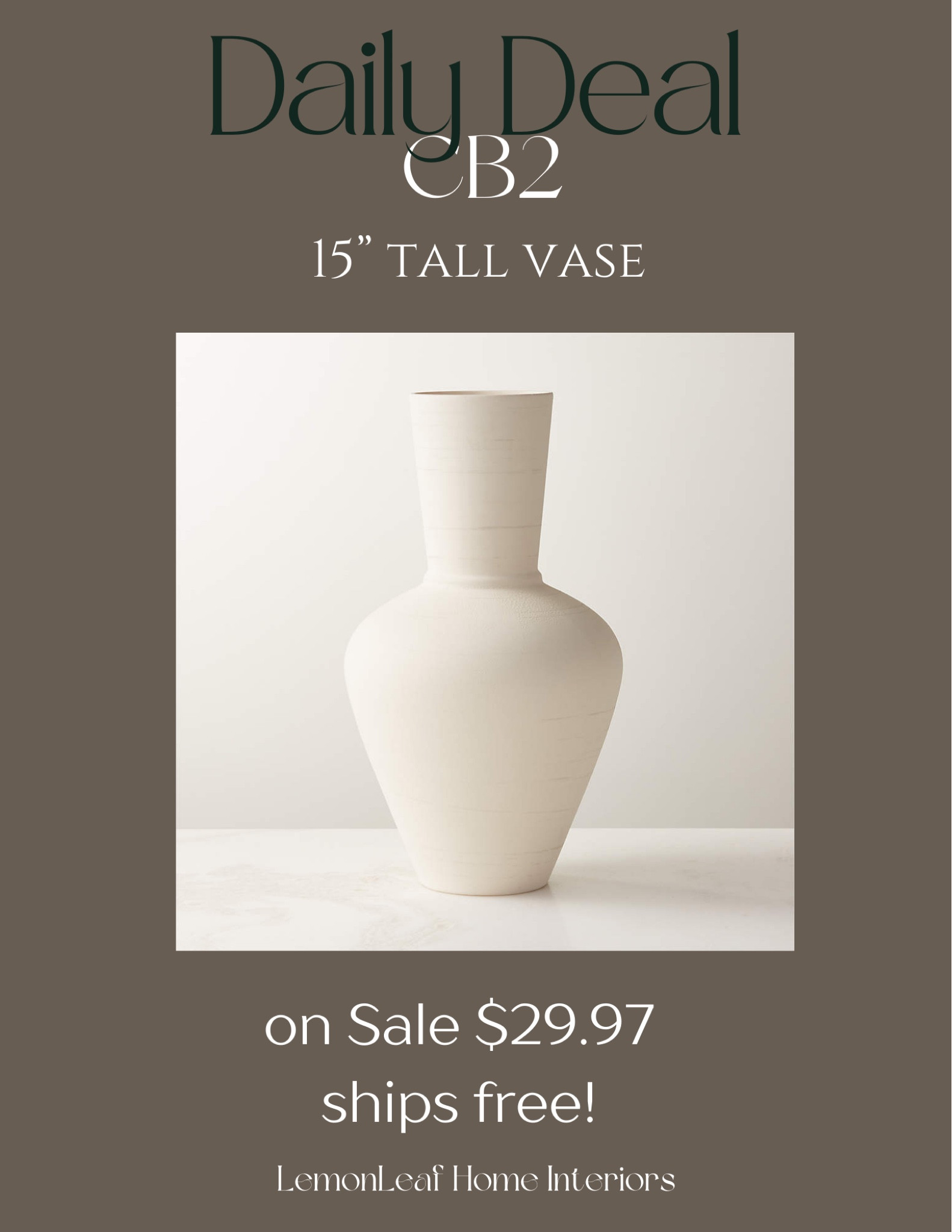 This is a gorgeous 15” tall vase for under $30!! It also ships free from CB2. Grab it on sale



#LTKhome #LTKfindsunder50 #LTKsalealert
