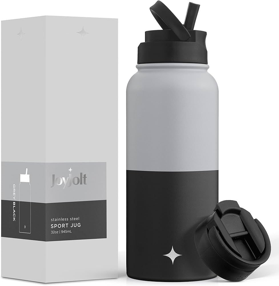 JoyJolt Triple Insulated Water Bottle with Straw Lid AND Flip Lid! 32oz Large Water Bottle, 12 Hour  | Amazon (US)