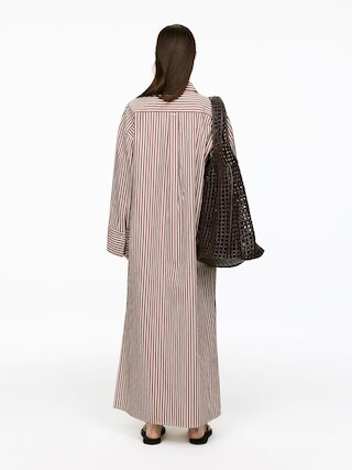 Hemdkleid aus Baumwolle – Braun/Weiß – Damen – ARKET DE | Arket EU