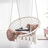 ASTEROUTDOOR Macrame Hammock Chair Hanging Cotton Rope Swing for Indoor or Outdoor Use, Beige | Amazon (US)