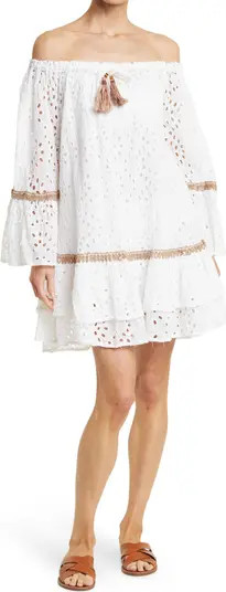 RANEES Off-The-Shoulder Tiered Eyelet Cover-Up Dress | Nordstromrack | Nordstrom Rack