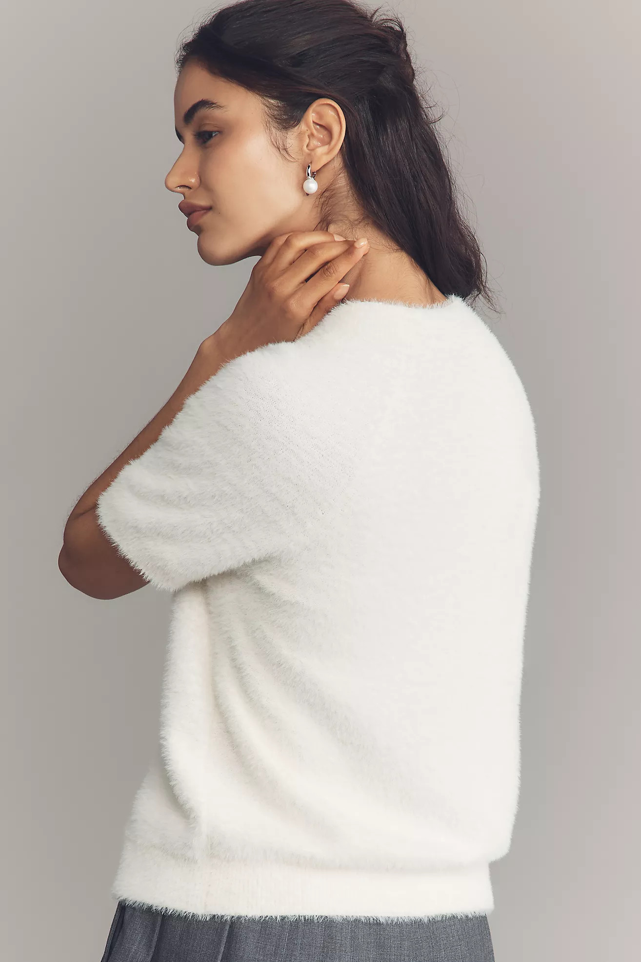 By Anthropologie Short-Sleeve Eyelash Cardigan Sweater | Anthropologie (US)