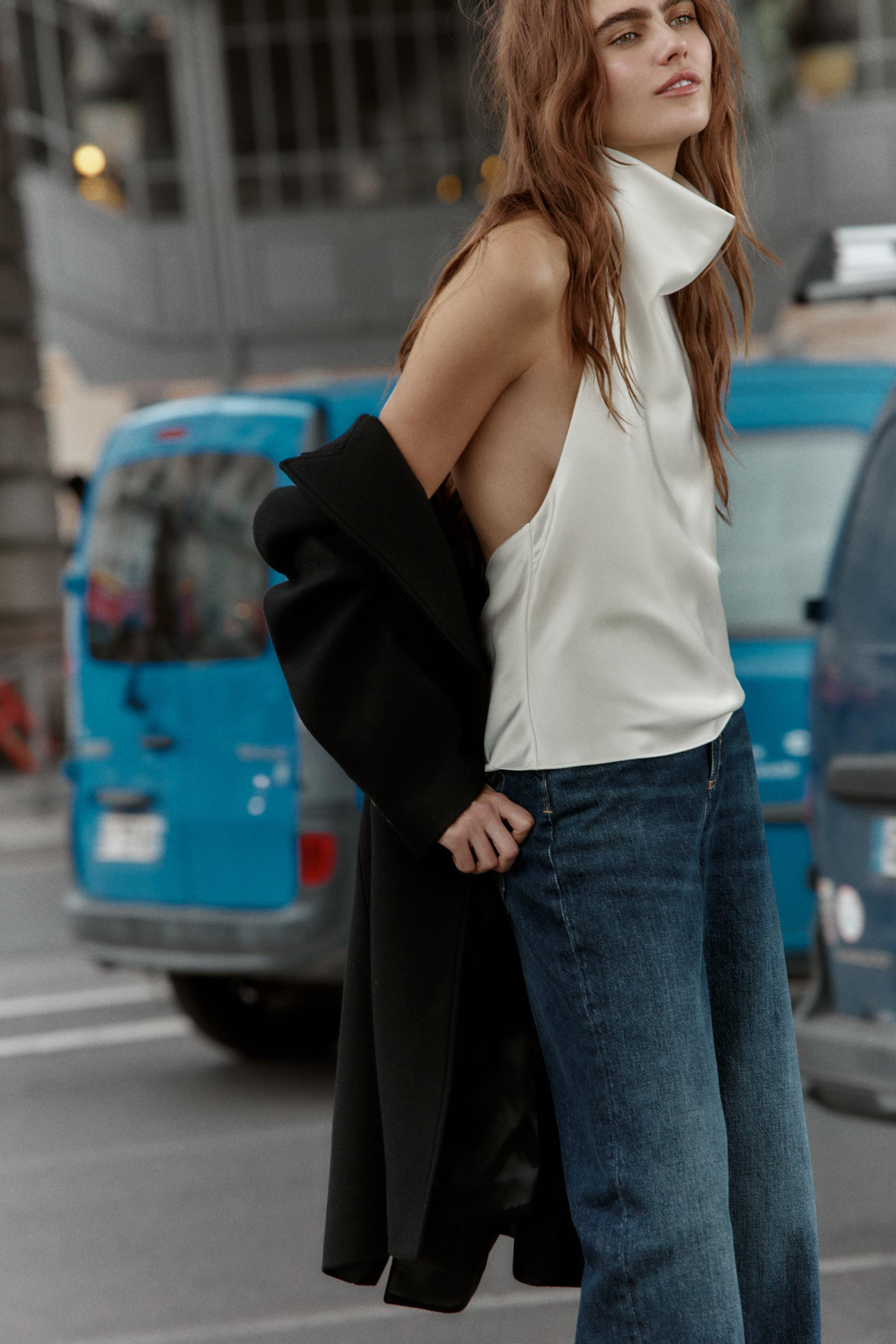 SATIN EFFECT HALTER TOP | Zara US