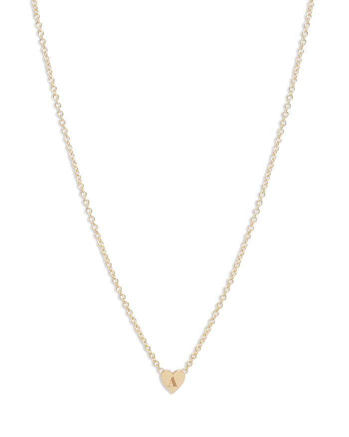 14K Yellow Gold Tiny Heart Initial Necklace, 18" | Bloomingdale's (US)