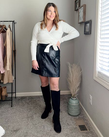 Fall outfit,
Cropped sweater large 
Skirt xl
Boots tts 10 

#LTKSeasonal #LTKcurves #LTKstyletip