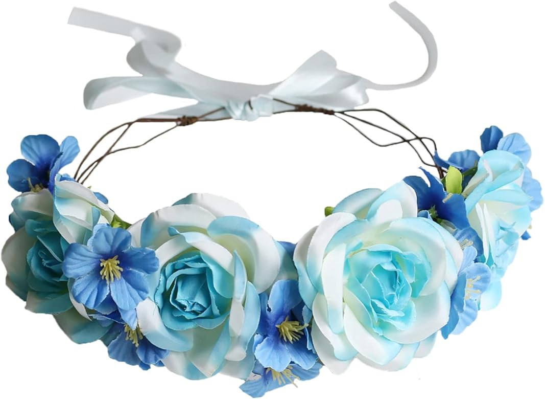 Vivivalue Adjustable Flower Headband Floral Garland Crown Halo Headpiece Wedding Festival Party | Amazon (US)