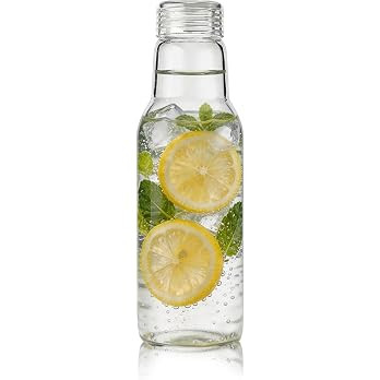 Glass Water Bottles with Lids, 16oz Glass Juice Bottles Resealable Drinking Glasses Tumblers Clea... | Amazon (US)