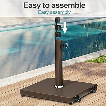 Patio Umbrella Base 40lbs Outdoor Umbrella Stand with Wheels, Heavy Duty Square Concrete Stand Ma... | Amazon (US)
