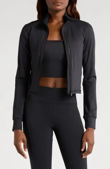 TravisMathew Moveknit Full Zip Crop Jacket in Heather Black at Nordstrom Rack, Size Small | Nordstrom Rack