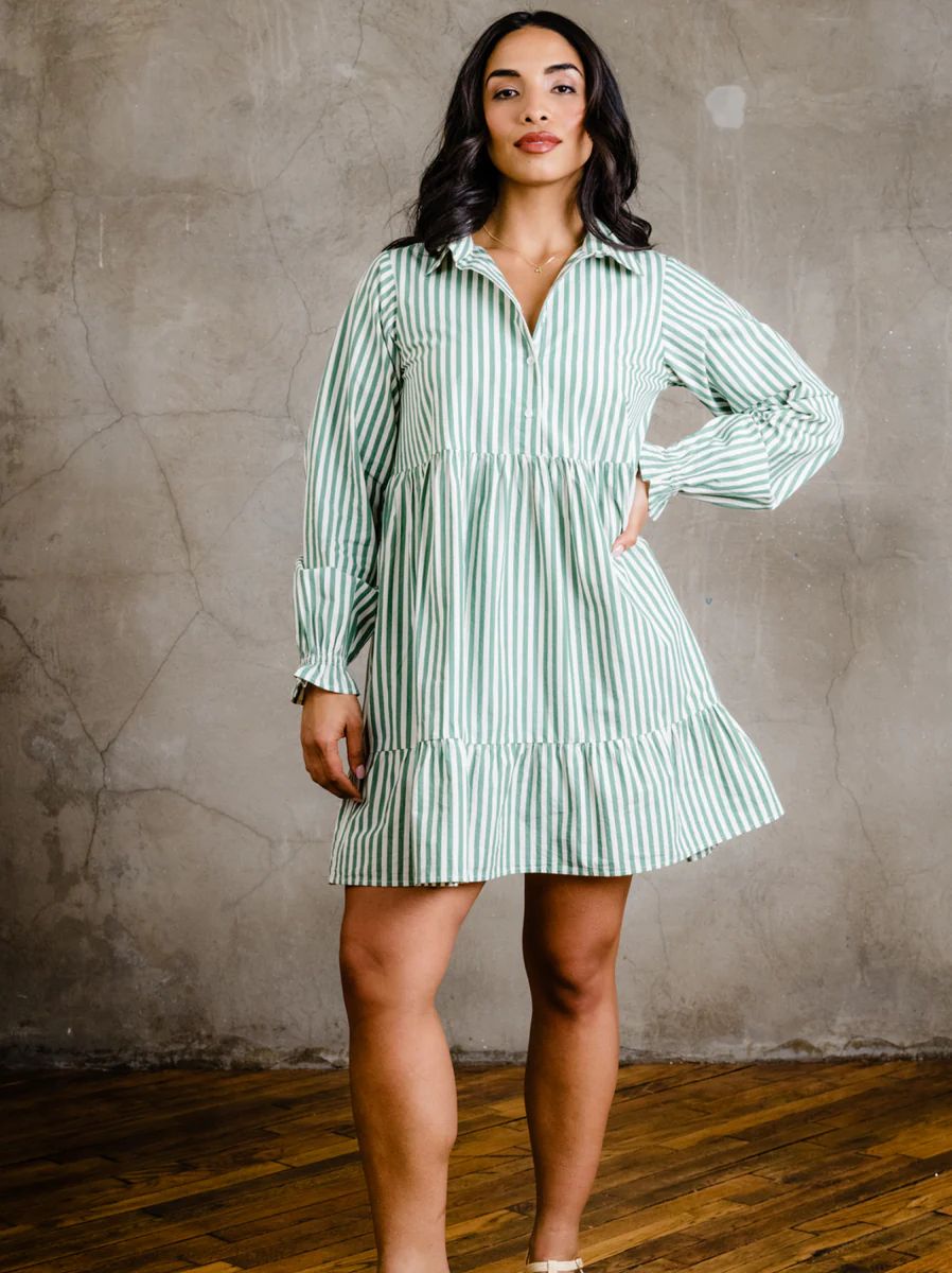 Aleesha Tiered Mini Shirtdress | ABLE Clothing