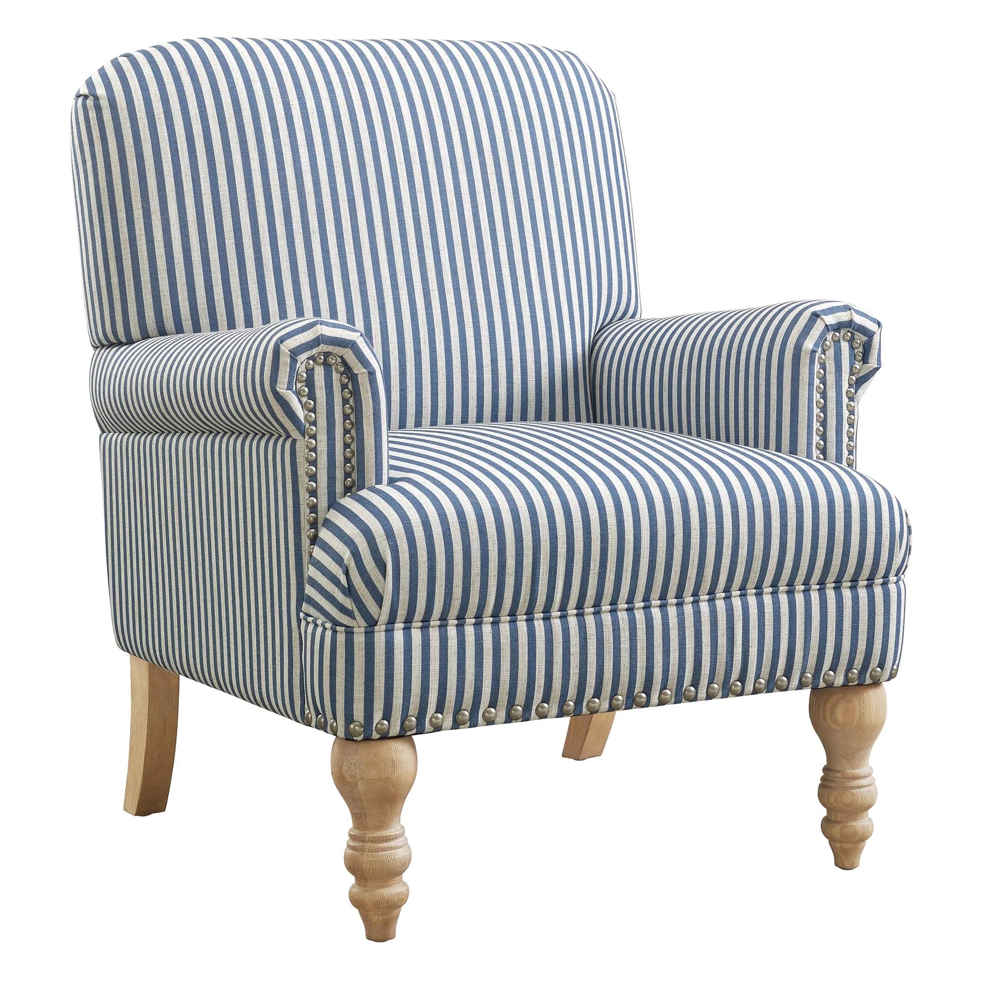 Birch Harbor Jaya Accent Chair, Living Room Armchairs, Blue Stripe - Walmart.com | Walmart (US)