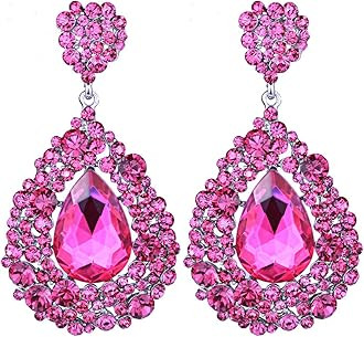 14 Colors Avaliable Big Chandelier Earrings for Women,Elegant Drop Dangle Teardrop Earrings Spark... | Amazon (US)