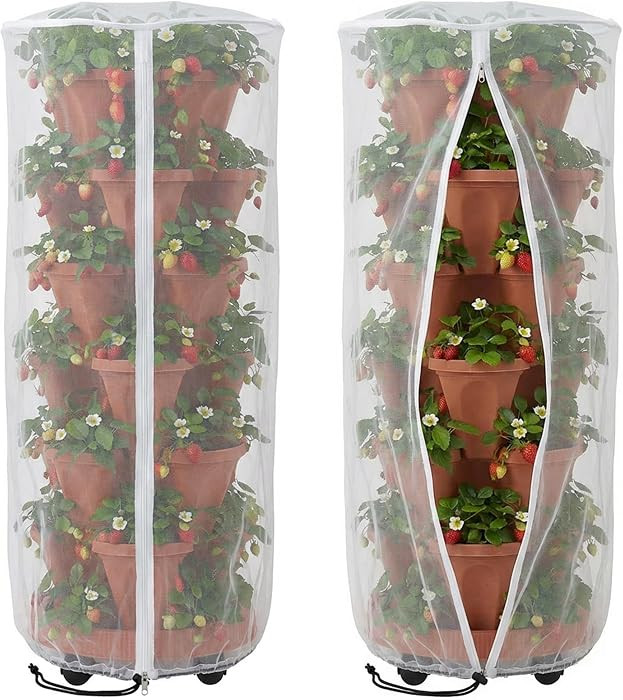 2 Pcs Vertical Plant Pot Insect Netting with Zipper, 59"x22" Stackable Planter Garden Net Cover, ... | Amazon (US)