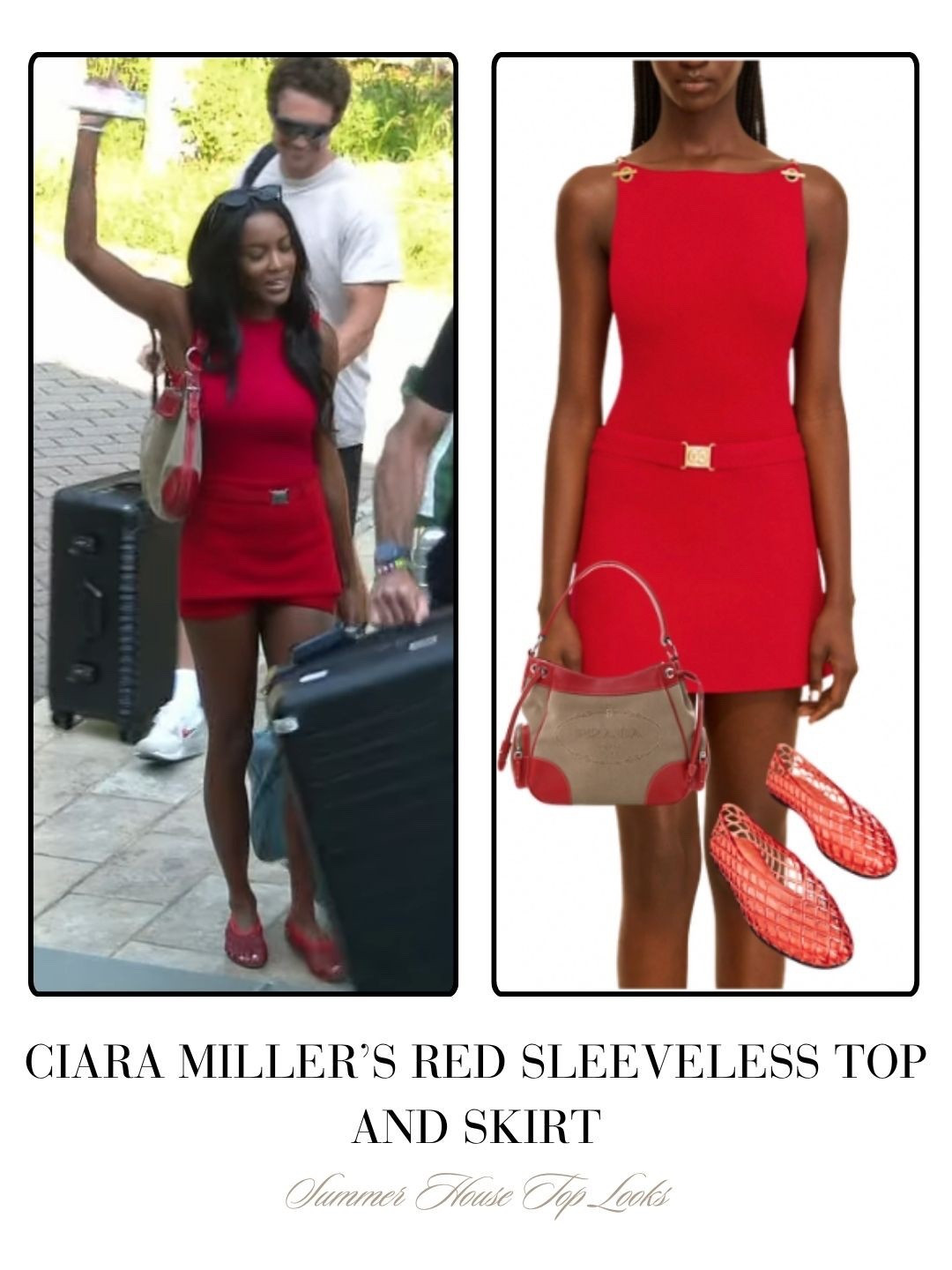 Ciara Miller’s Red Sleeveless Top and Skirt 