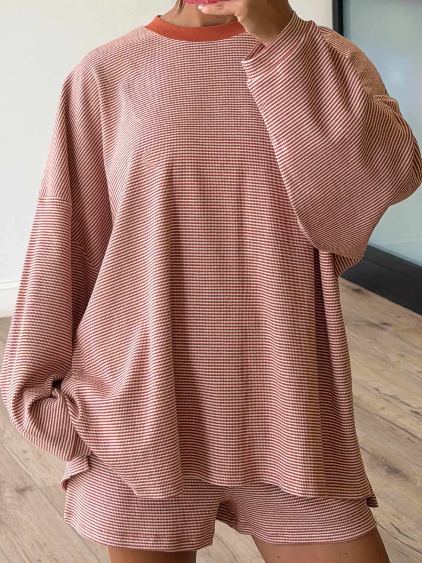 Easy Going Ribbed Stripe Pullover | Rust | Shop Talulah