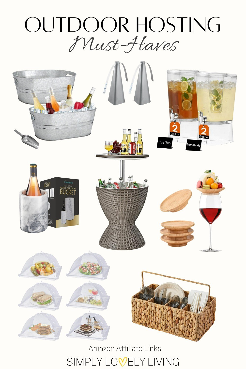 Outdoor hosting must-haves! With Summer coming up you have to prepare for outdoor get togethers! These are some of my favorites! Large galvanized ice buckets. Bug fan, great for deterring flies! Large beverage dispensers. Wine cooler. Outdoor ice cooler side table with adjustable height. Charcuterie topper for wine glasses. Mesh food covers. Utensil caddy for outdoor dining. #outdoor #hosting

#LTKHome