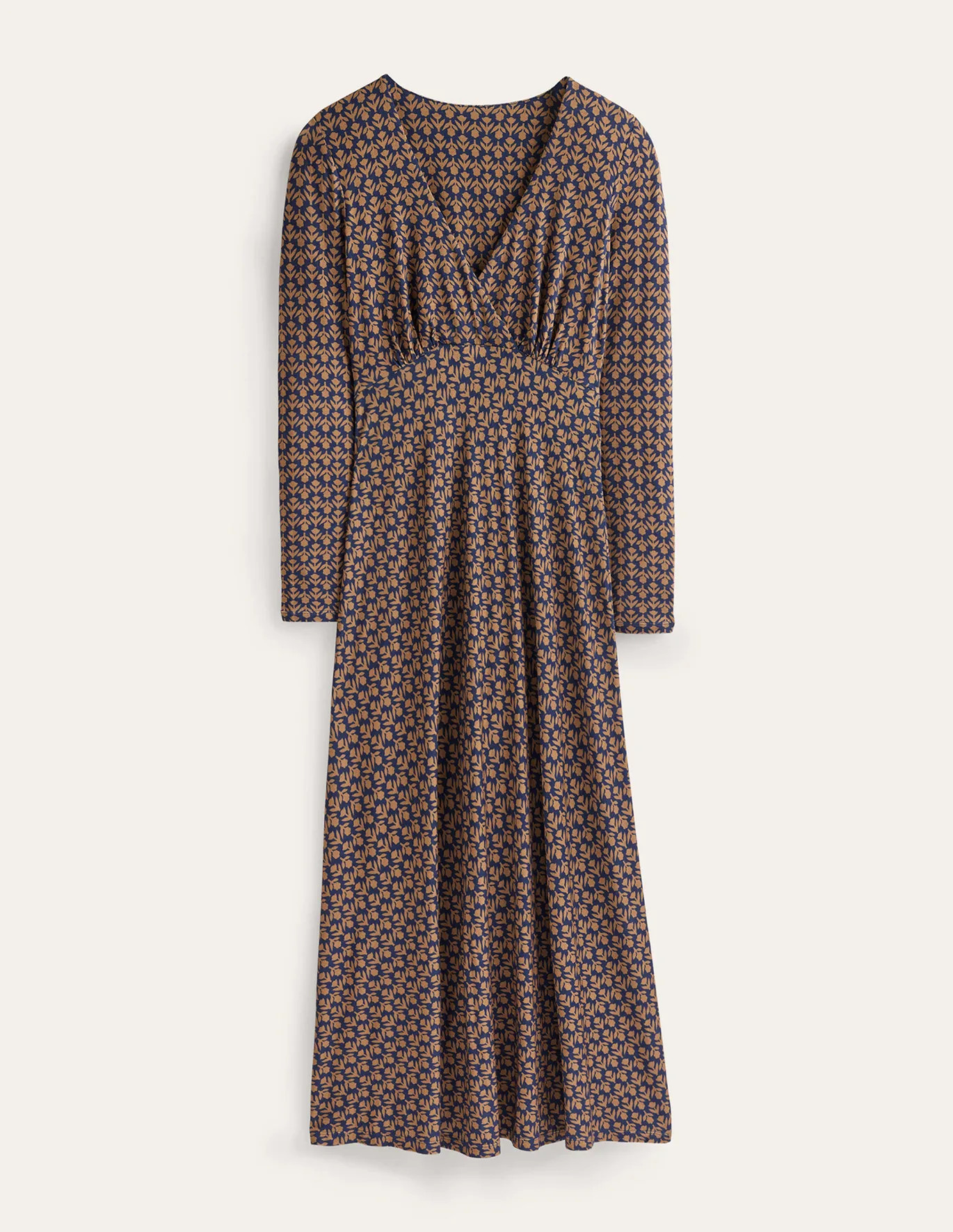 Long Sleeve Jersey Tea Dress - Camel, Tulip Pop | Boden (US)