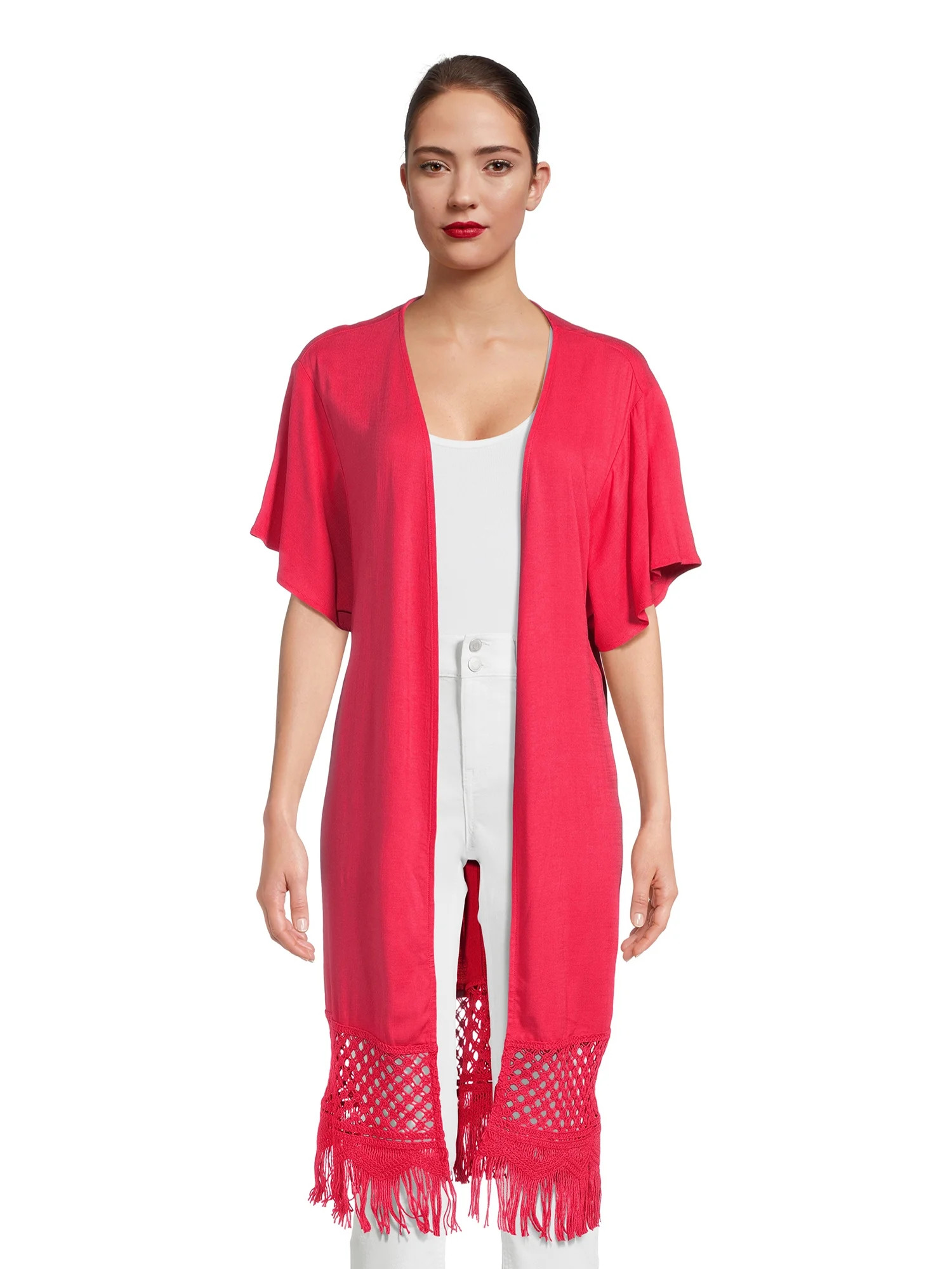 No Boundaries Women's Crochet Fringe Layering Piece, Sizes S-3XL | Walmart (US)