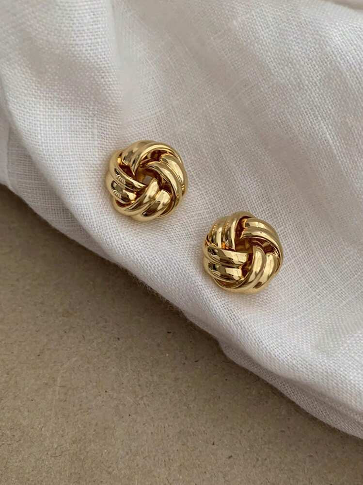 1Pair Minimalist Airy Braided Design Earrings, Fashionable & Versatile Earrings Suitable For Women, Suitable For Festivals And Everyday Wear | SHEIN